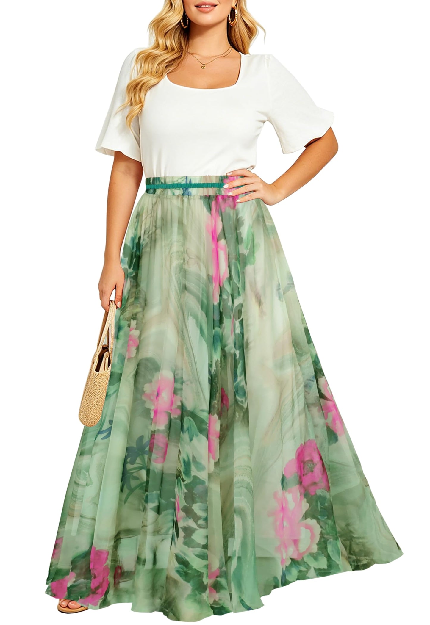 Womens Long Chiffon Bohemian Skirt Gypsy Dress Maxi Boho Beach Skirt