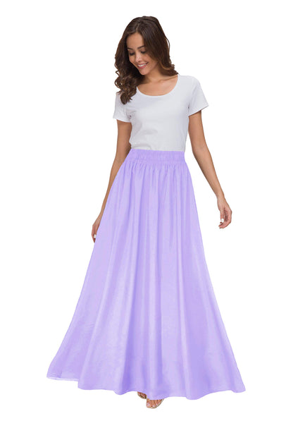 Womens Chiffon Retro Maxi Skirt Vintage Ankle-Length Skirts
