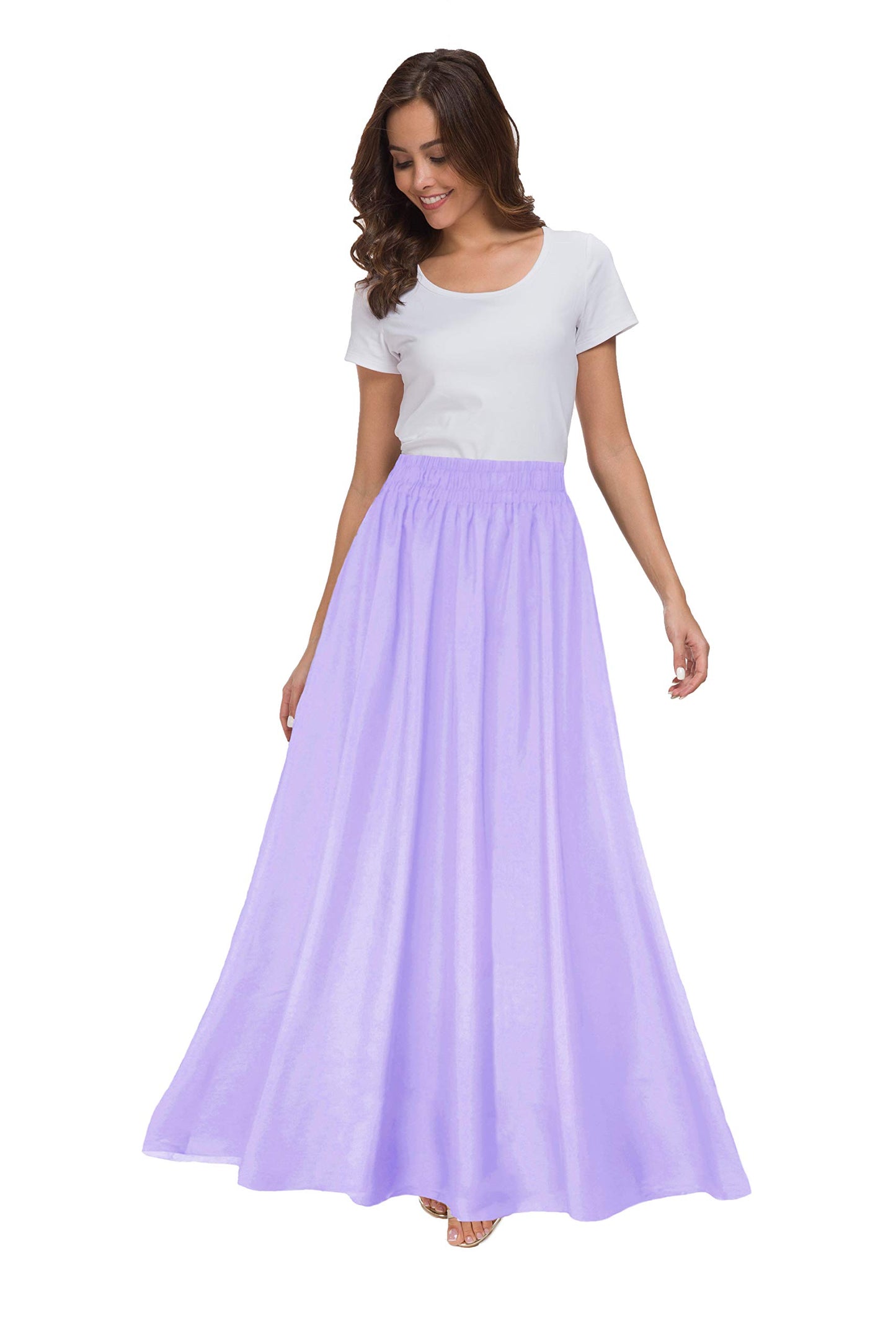 Womens Chiffon Retro Maxi Skirt Vintage Ankle-Length Skirts
