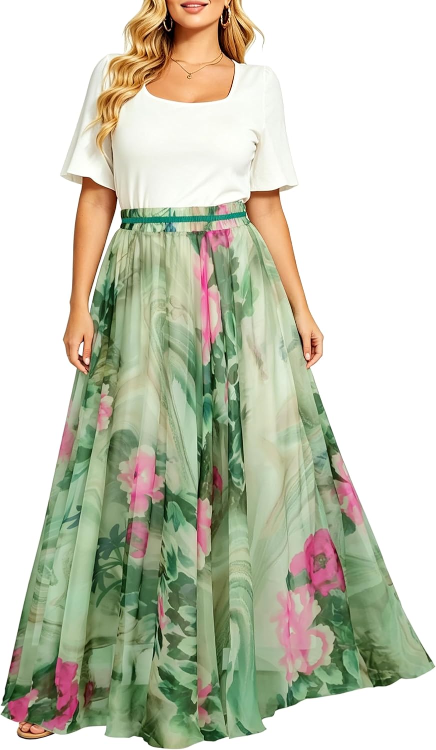 Womens Long Chiffon Bohemian Skirt Gypsy Dress Maxi Boho Beach Skirt