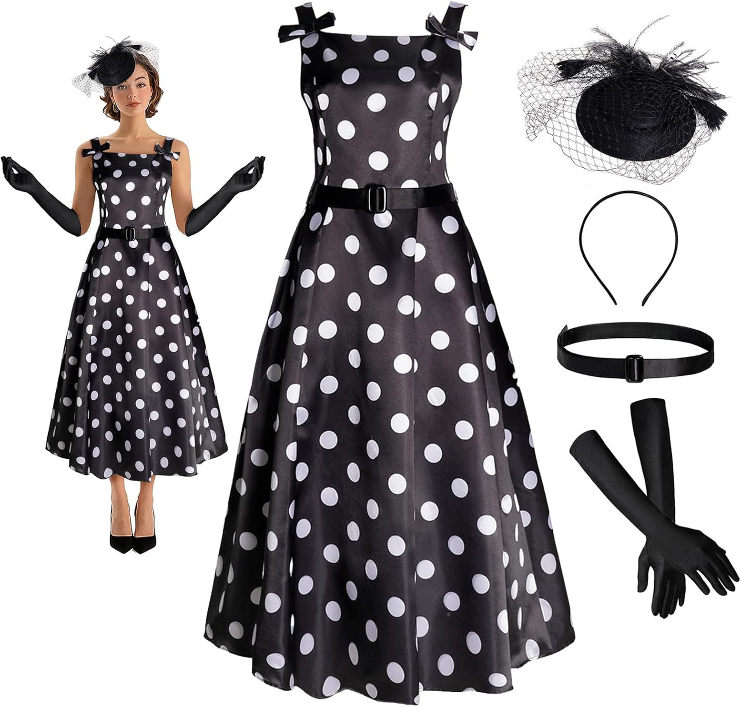 Women's 1950s Audrey Hepburn Style dress Vintage Swing Cocktail Dresses Tea Party Outfits