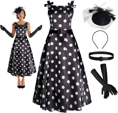 Women's 1950s Audrey Hepburn Style dress Vintage Swing Cocktail Dresses Tea Party Outfits