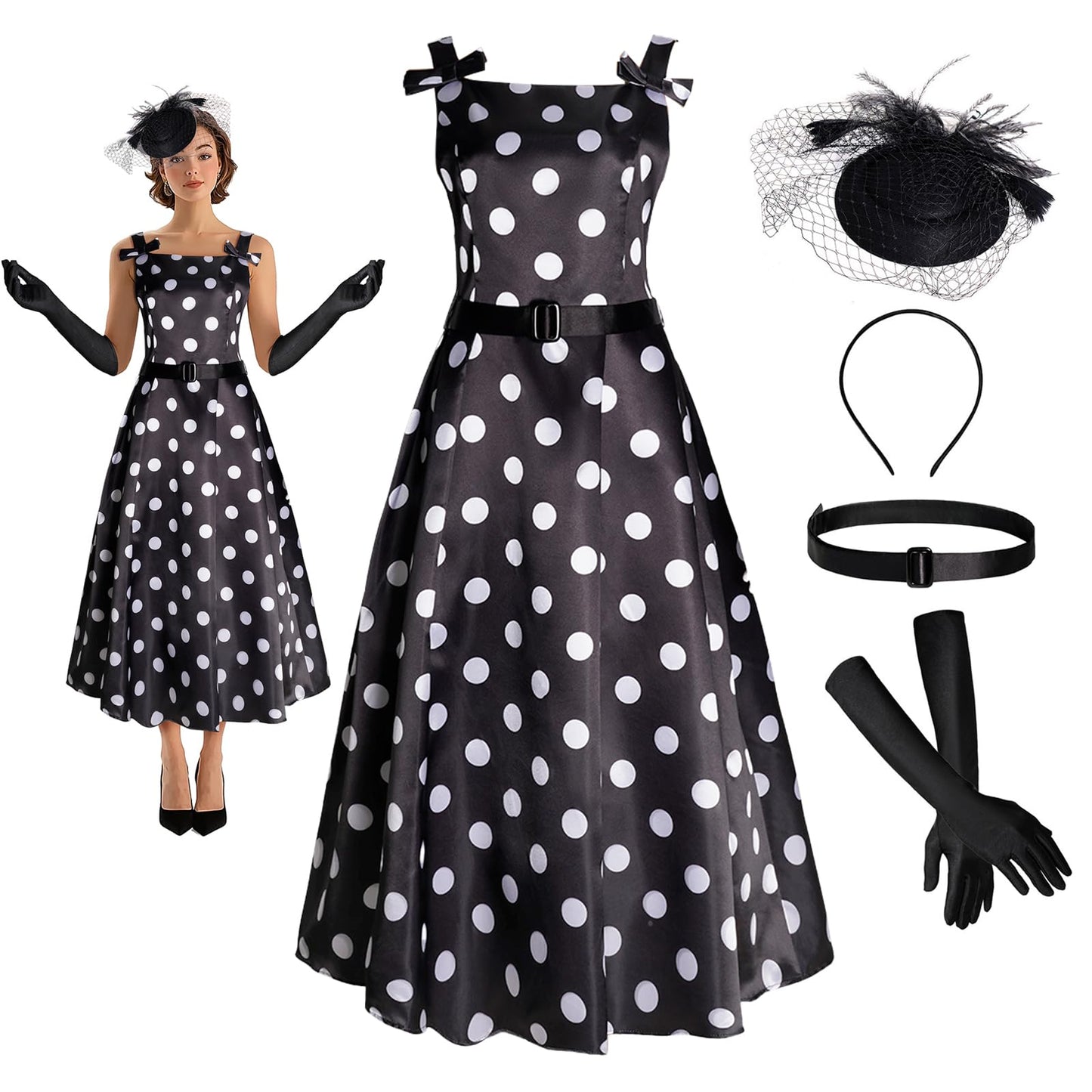 Women's 1950s Audrey Hepburn Style dress Vintage Swing Cocktail Dresses Tea Party Outfits