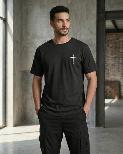 Aiyino Mens Cotton Christian Cross Graphic T Shirt Minimal Faith Casual Crew Neck Tee for Church