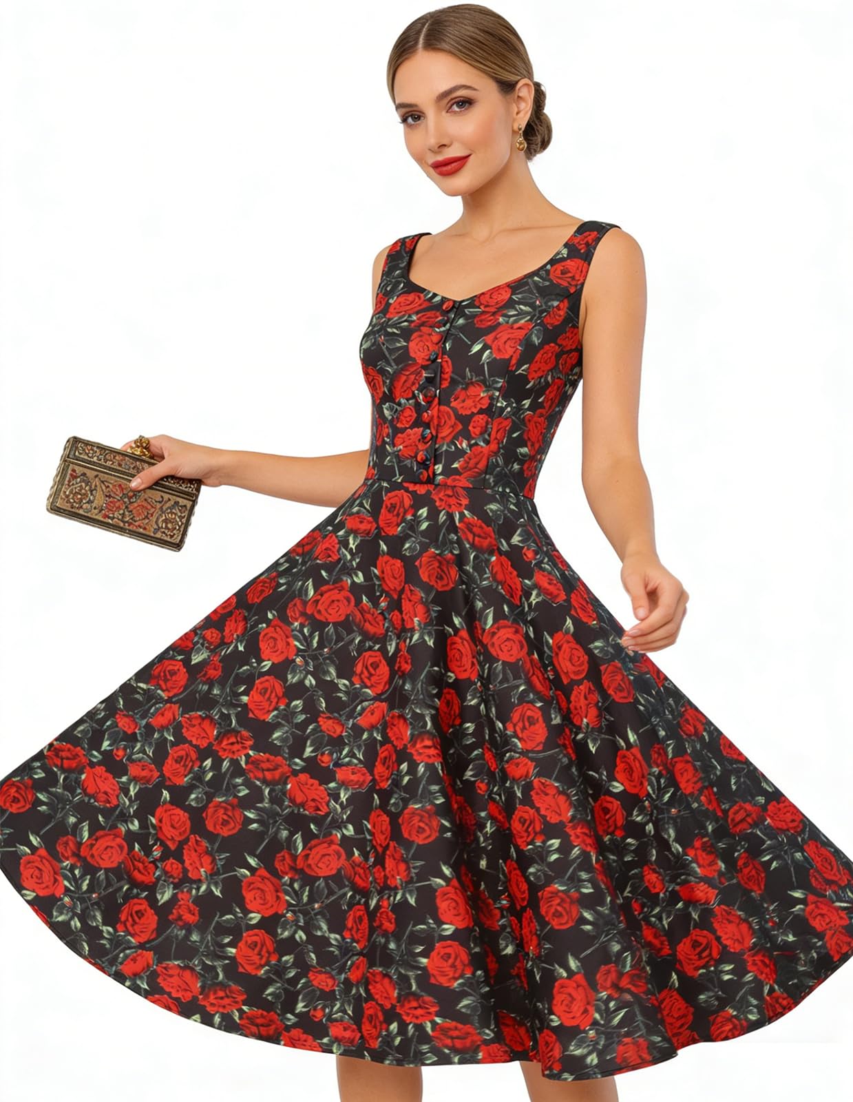 Belle Poque 1950s Vintage Dress for Women Sleeveless Homecoming Dresses Cocktail Party A-Line Summer Dress