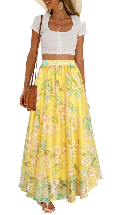 Womens Long Chiffon Bohemian Skirt Gypsy Dress Maxi Boho Beach Skirt
