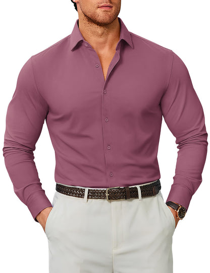 COOFANDY Mens Stretch Dress Shirts Muscle Fit Wrinkle Free Long Sleeve Button Down Shirt Business Casual Shirts