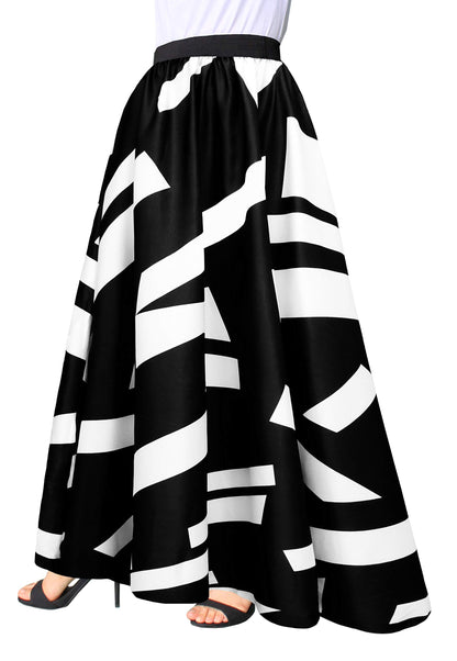 Women's Chiffon Stripe Maxi Skirt High Waist Mopping Floor Skirts