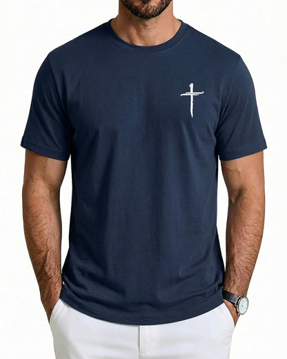 Aiyino Mens Cotton Christian Cross Graphic T Shirt Minimal Faith Casual Crew Neck Tee for Church