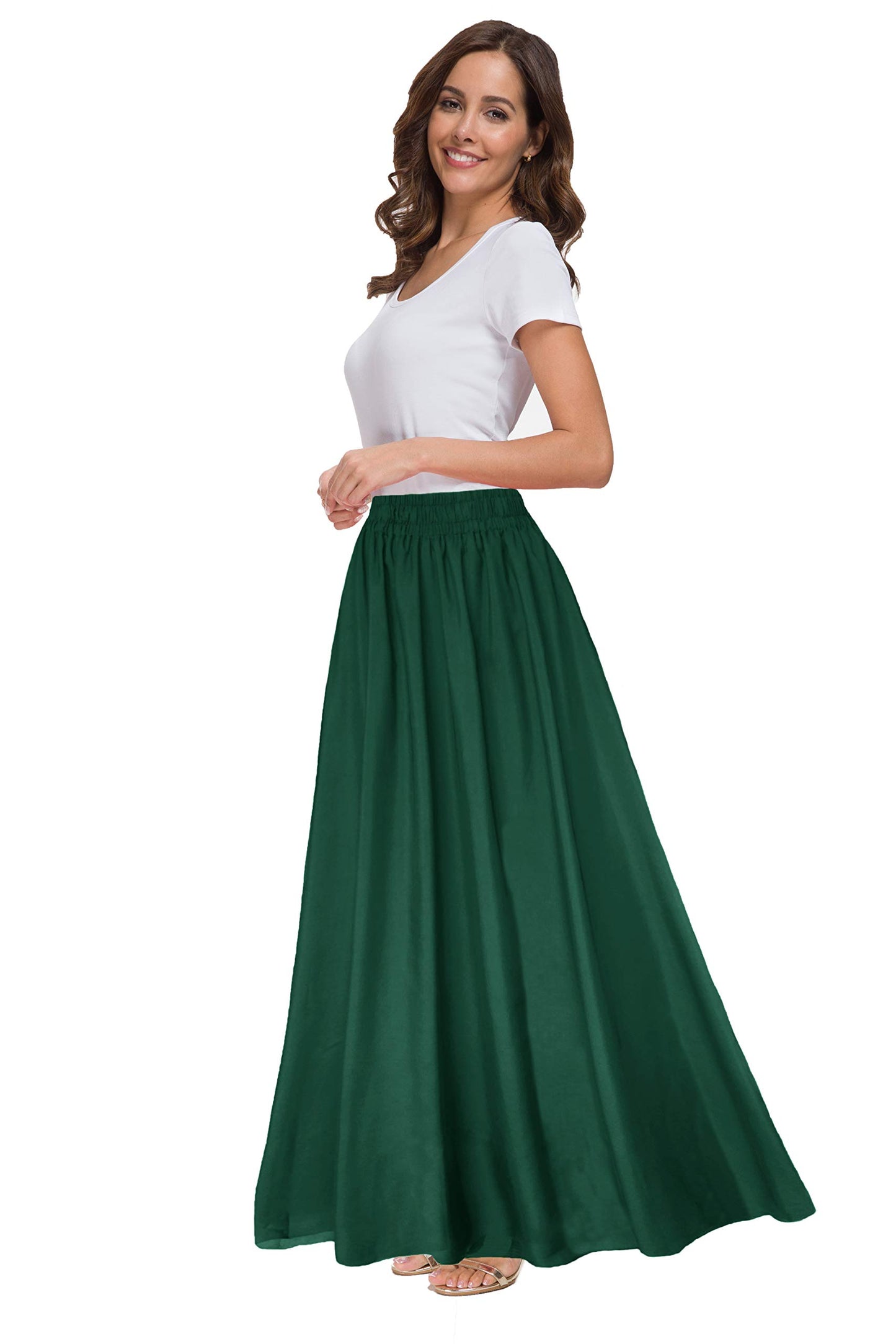 Womens Chiffon Retro Maxi Skirt Vintage Ankle-Length Skirts