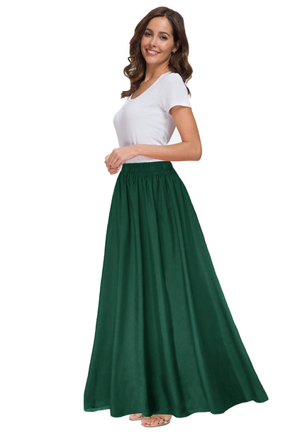 Womens Chiffon Retro Maxi Skirt Vintage Ankle-Length Skirts