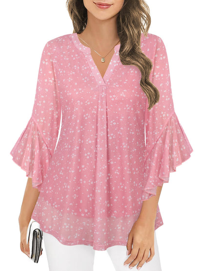 Ninedaily Womens Sparkly Tops 3/4 Sleeve Dressy Casual Sequin Blouses Double Layers Loose V Neck Shirt