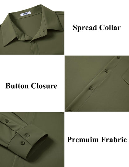 COOFANDY Stretch Mens Dress Shirts Wrinkle Free Long Sleeve Dress Shirt Muscle Fit Button Down Shirt