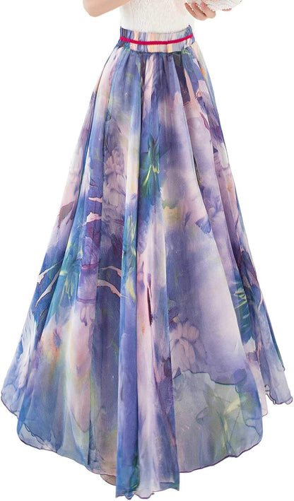 Womens Long Chiffon Bohemian Skirt Gypsy Dress Maxi Boho Beach Skirt