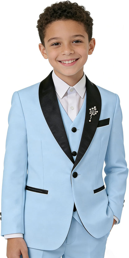 Boy Suits Tuxedo Slim Fit Suit for Boys Kids Toddler Dress Outfit with Coat, Pants, Vest Set No Tail
