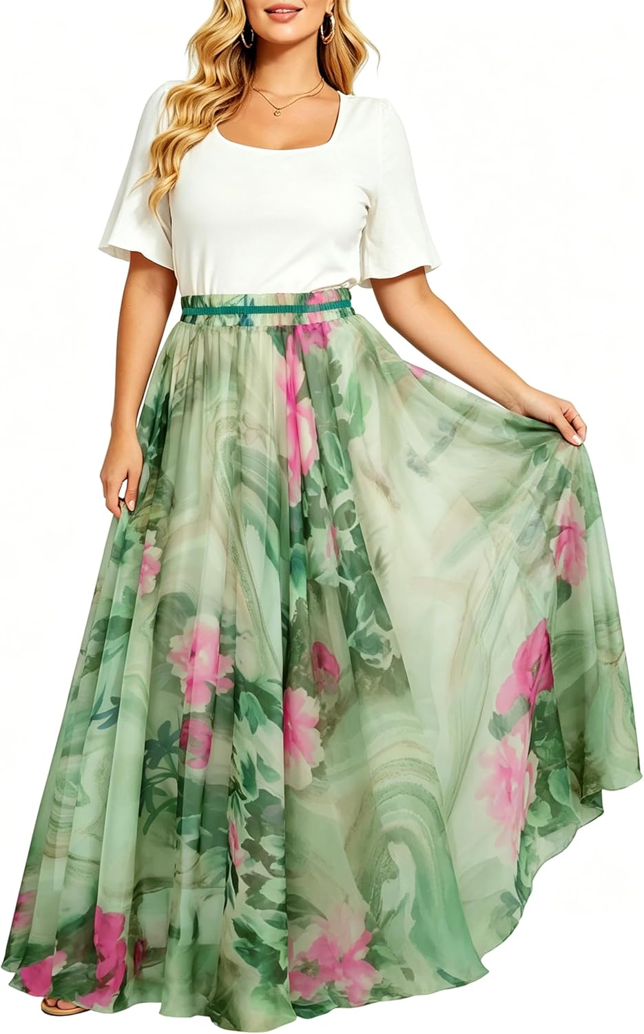Womens Long Chiffon Bohemian Skirt Gypsy Dress Maxi Boho Beach Skirt
