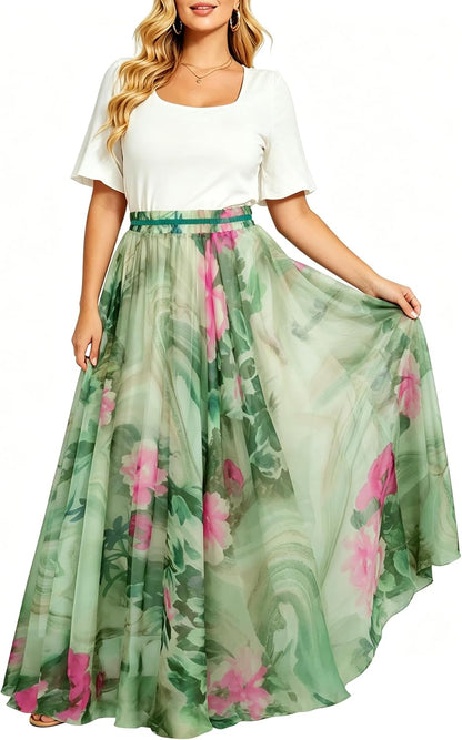 Womens Long Chiffon Bohemian Skirt Gypsy Dress Maxi Boho Beach Skirt