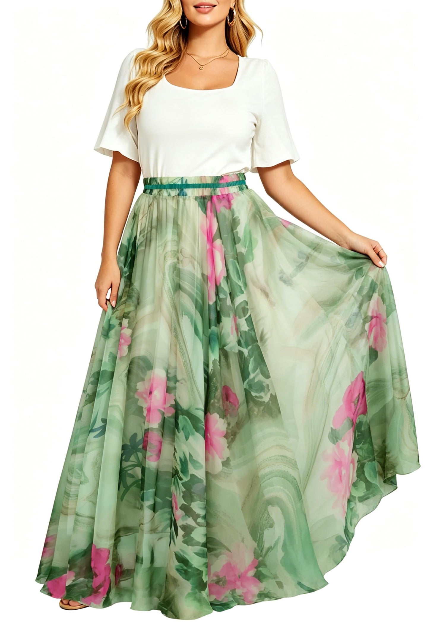Womens Long Chiffon Bohemian Skirt Gypsy Dress Maxi Boho Beach Skirt