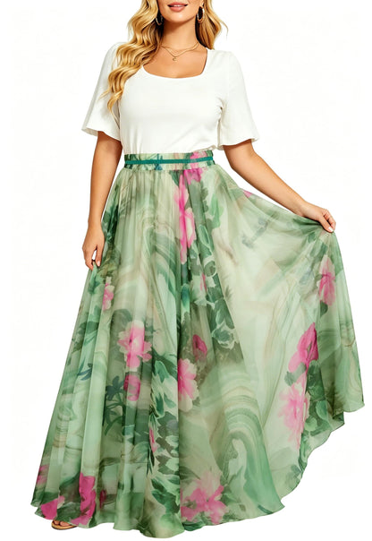 Womens Long Chiffon Bohemian Skirt Gypsy Dress Maxi Boho Beach Skirt