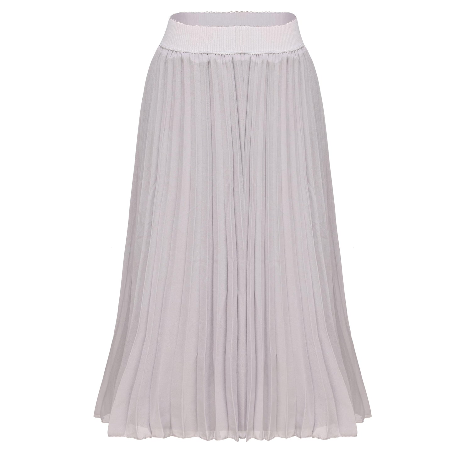 Womens Chiffon High Waist Skirt Pleated A-Line Swing Elastic Shirring Midi Length