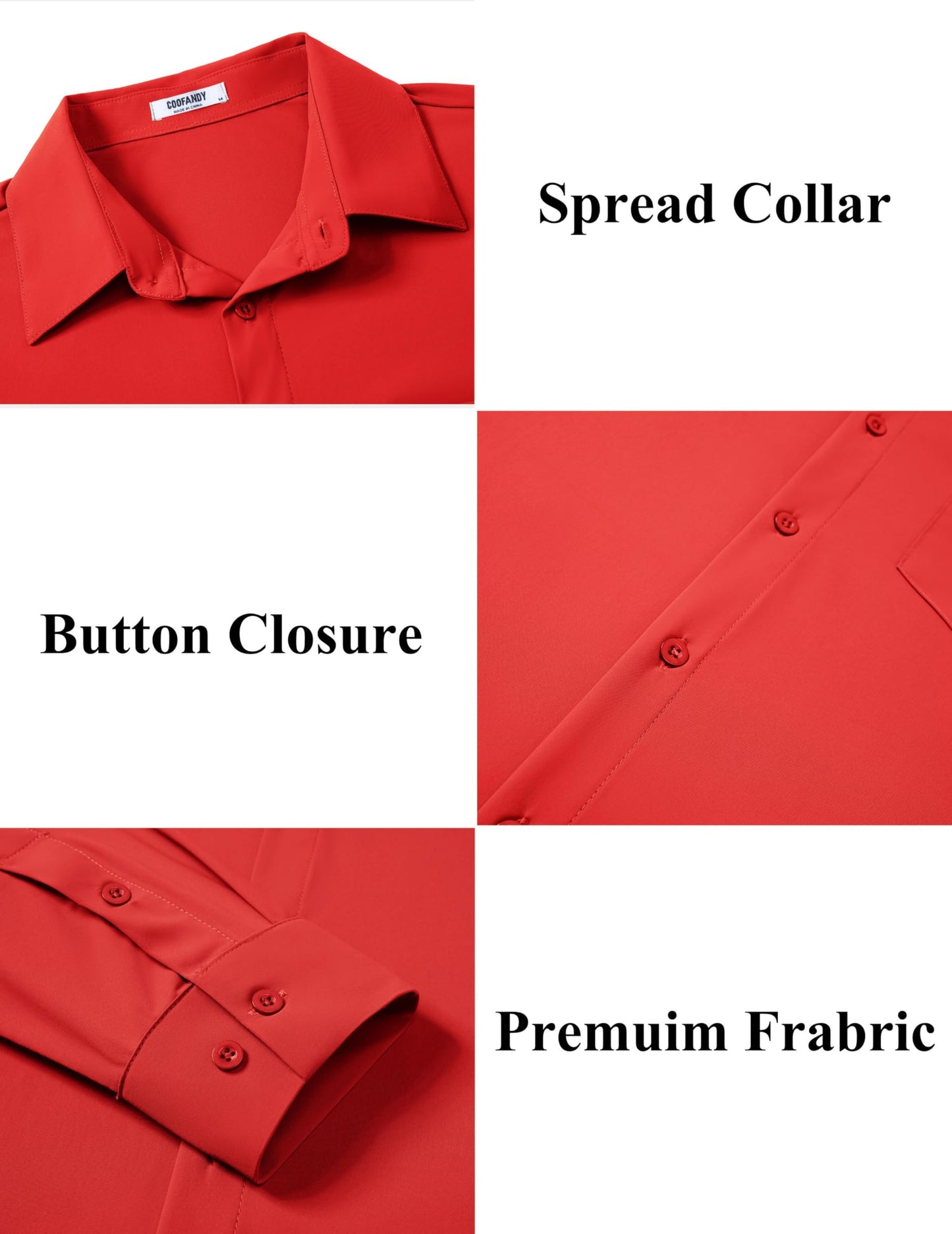 COOFANDY Stretch Mens Dress Shirts Wrinkle Free Long Sleeve Dress Shirt Muscle Fit Button Down Shirt