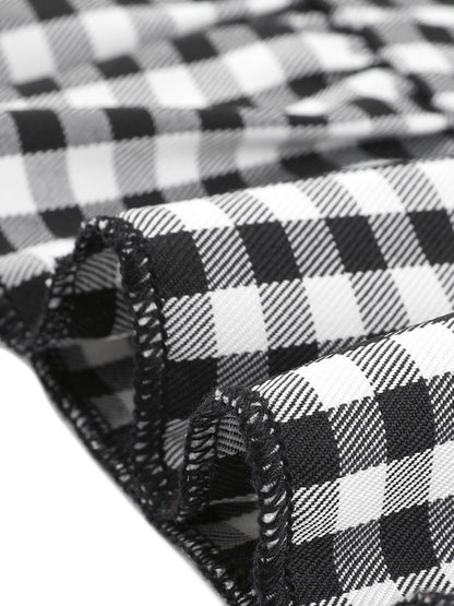 Allegra K Women's Gingham Checks Ruffled Peter Pan Collar Cute Mini Dress