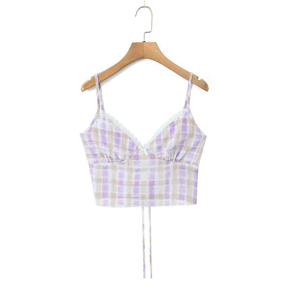 Spicy girl big plaid small suspender+plaid skirt set