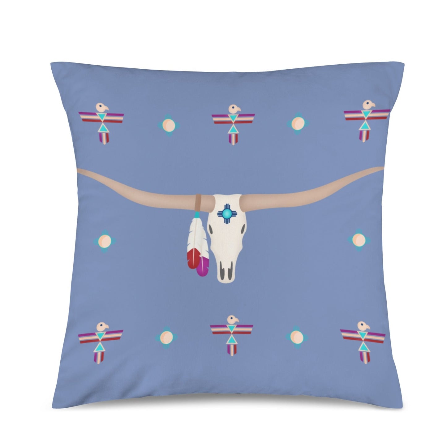 Baha Ranch Velvety Soft Southwest Longhorn Zia Pillow Cover Made in America