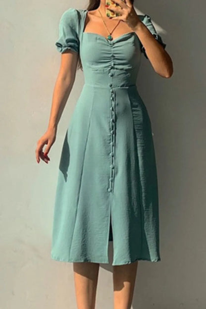 Sweetheart Neck Short Sleeve Dress