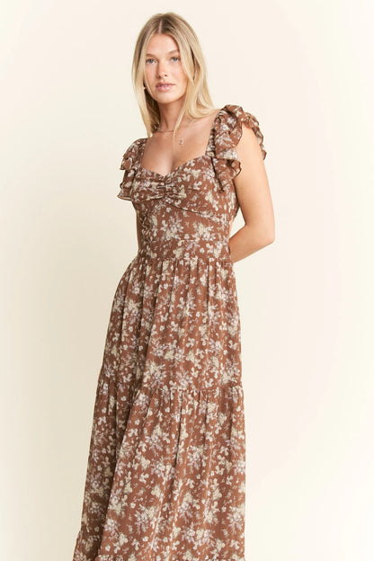 Jade By Jane Ruffle Sleeve Tiered Maxi Dress