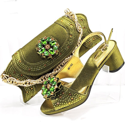 Evening Party With Rhinestone Pointed Toe Shoes Hand Bag Suit See size chart under “more details”
