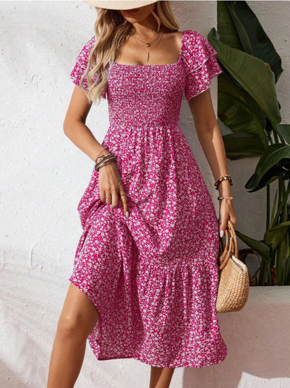Plus Size Backless Midi Dress – Elegant Pleated Summer Party Dress