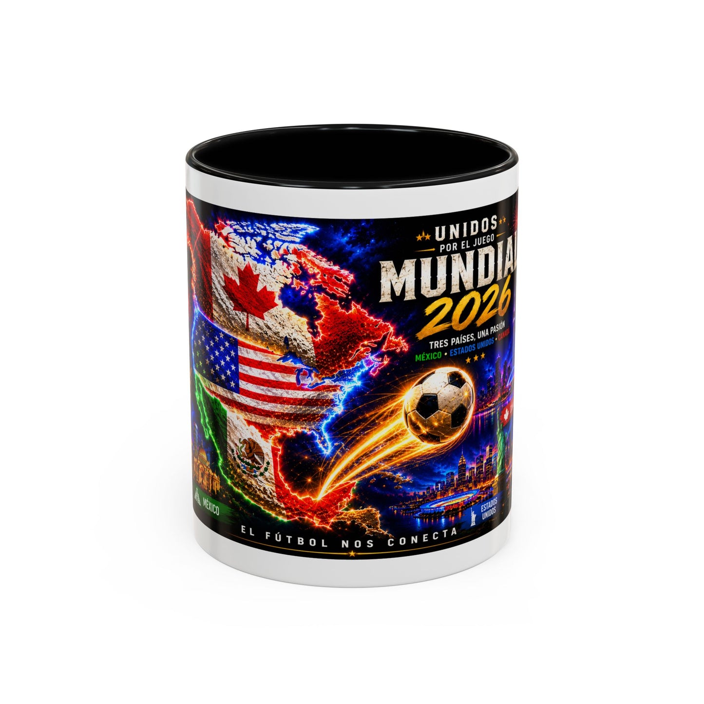 Mundial 2026 Soccer Coffee Mug – Canada/USA/Mexico World Cup Accent Mug (11/15oz)