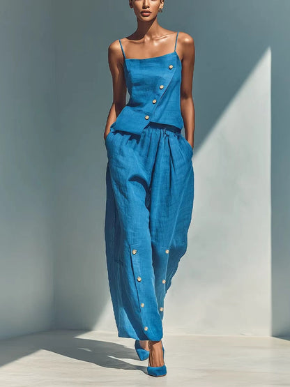 Women's Gold-Buckle Camisole & Pants Two-Piece Set
