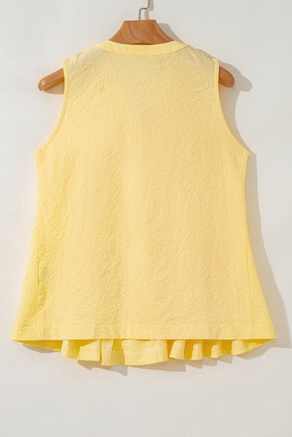 Kenzie Notched Pleated Tank Top