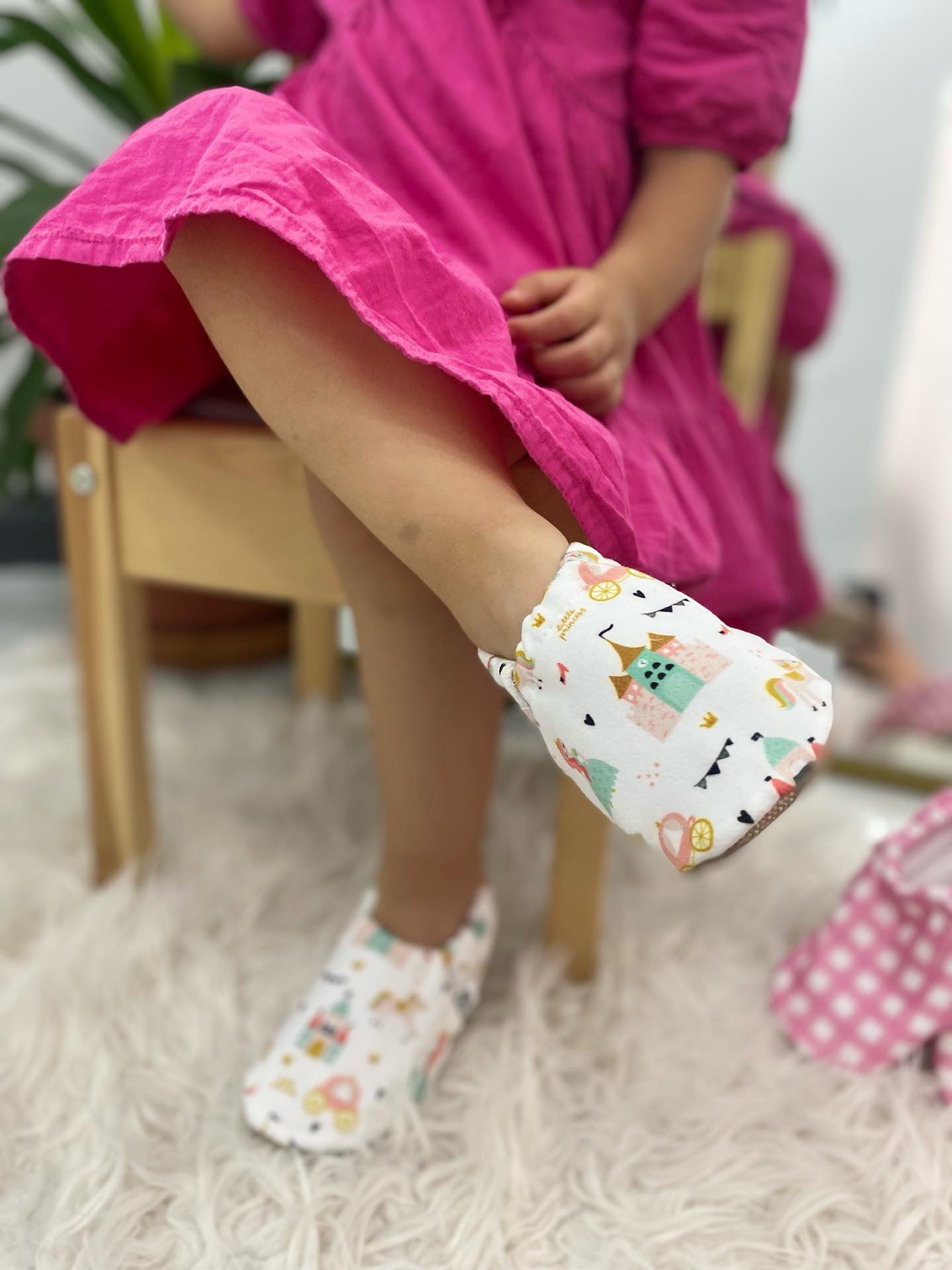 Ella Bonna Non-Slip Sole Princess Patterned Baby Booties, Home Boot Slippers Nursery Shoes
