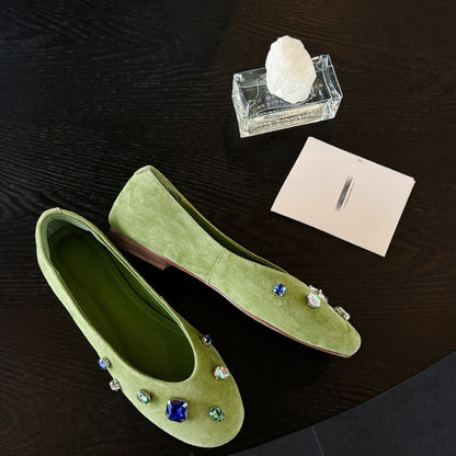 Women's French Rhinestone Gem Slip-On Loafers