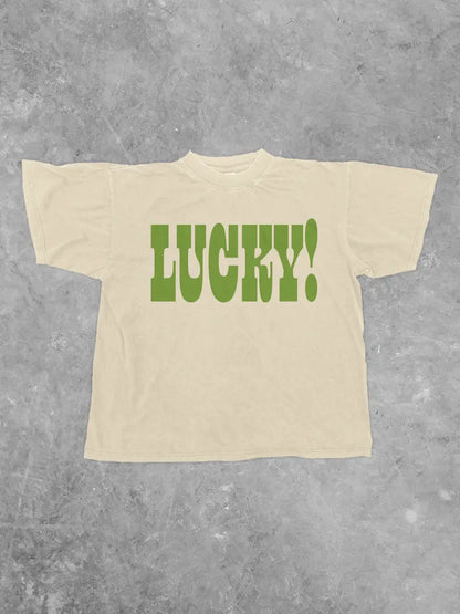 Underground Original Design: LUCKY!, PUFF St. Patty's Day Boxy Cotton TShirt