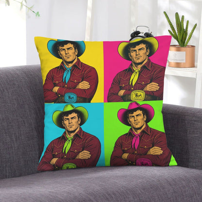 Baha Ranch The Last Roundup Steer Wrestler Collage Velvety Soft Throw Pillow Cover Made in America