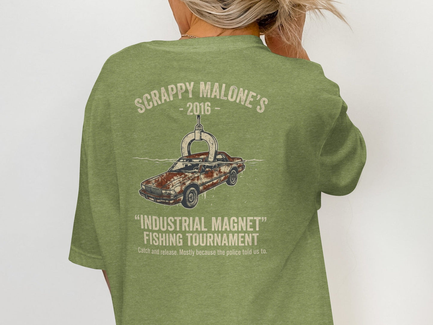 Industrial Magnet Tournament Tee - Scrappy Malone's Bar Humor