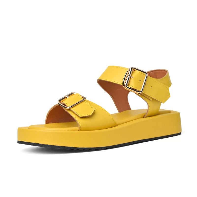 Women's Summer Flat Platform Sandals with Buckle