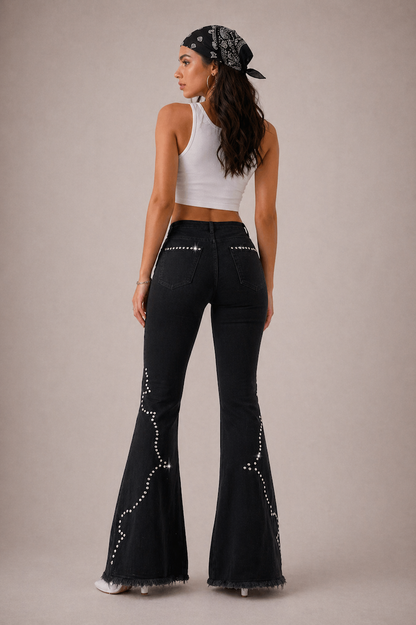 Santa Fe Bell Bottom Jean Black Denim