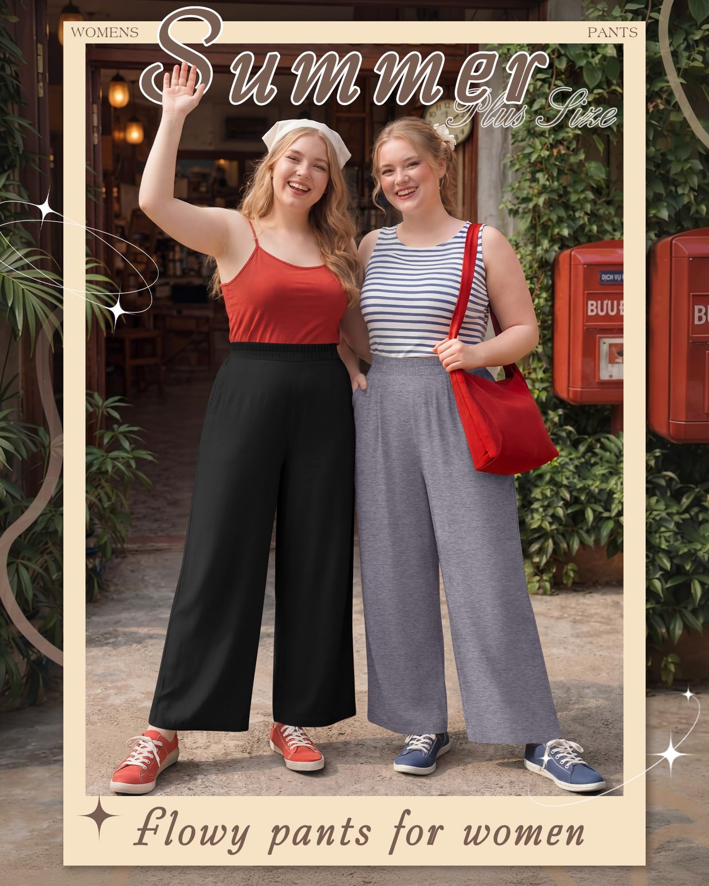 Evervibe 3 Pack Women Plus Size Wide Leg Pants Loose Fit Palazzo Lounge Yoga Sweatpants High Waist Casual Pajamas Pants