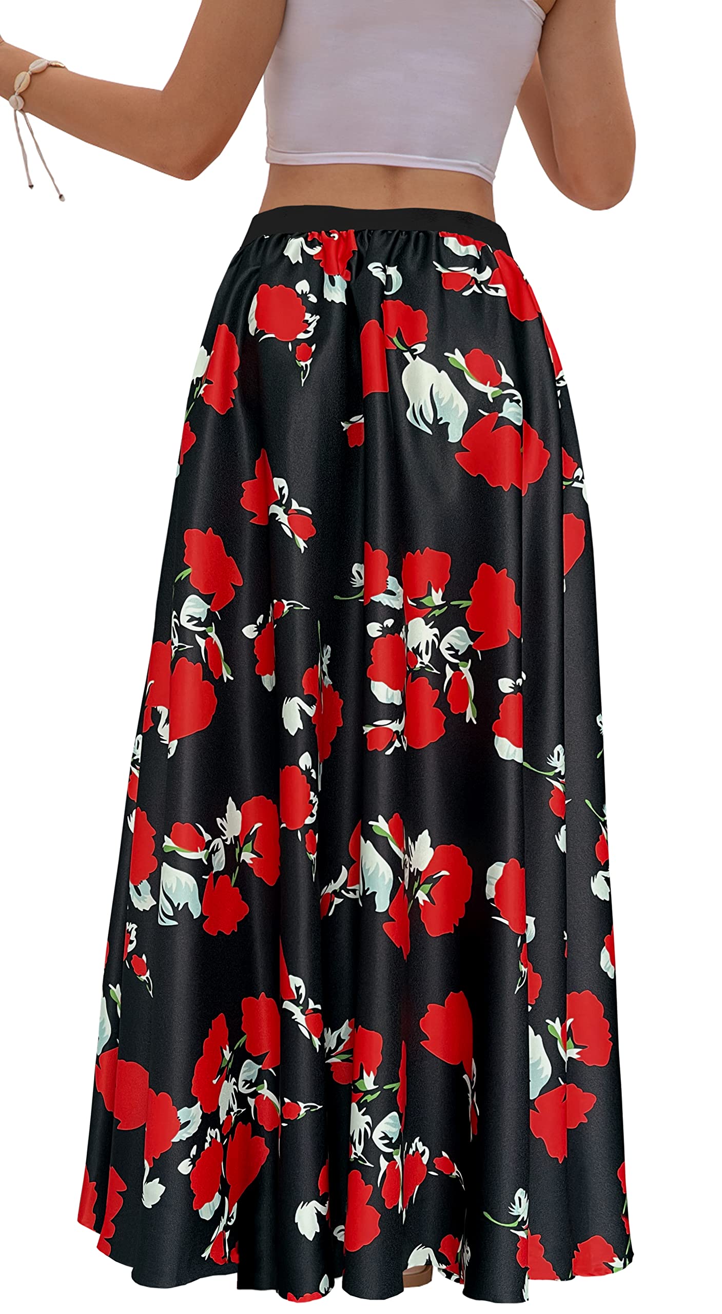 Women's Chiffon Stripe Maxi Skirt High Waist Mopping Floor Skirts