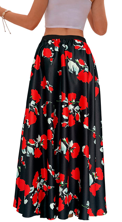 Women's Chiffon Stripe Maxi Skirt High Waist Mopping Floor Skirts