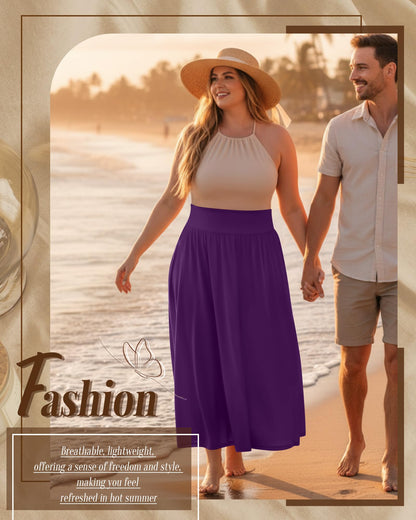 Plus Size Maxi Skirt for Curvy Women Pockets 2026 Ankle Length High Waisted Pleated Flowy a Line Summer Long Skirt