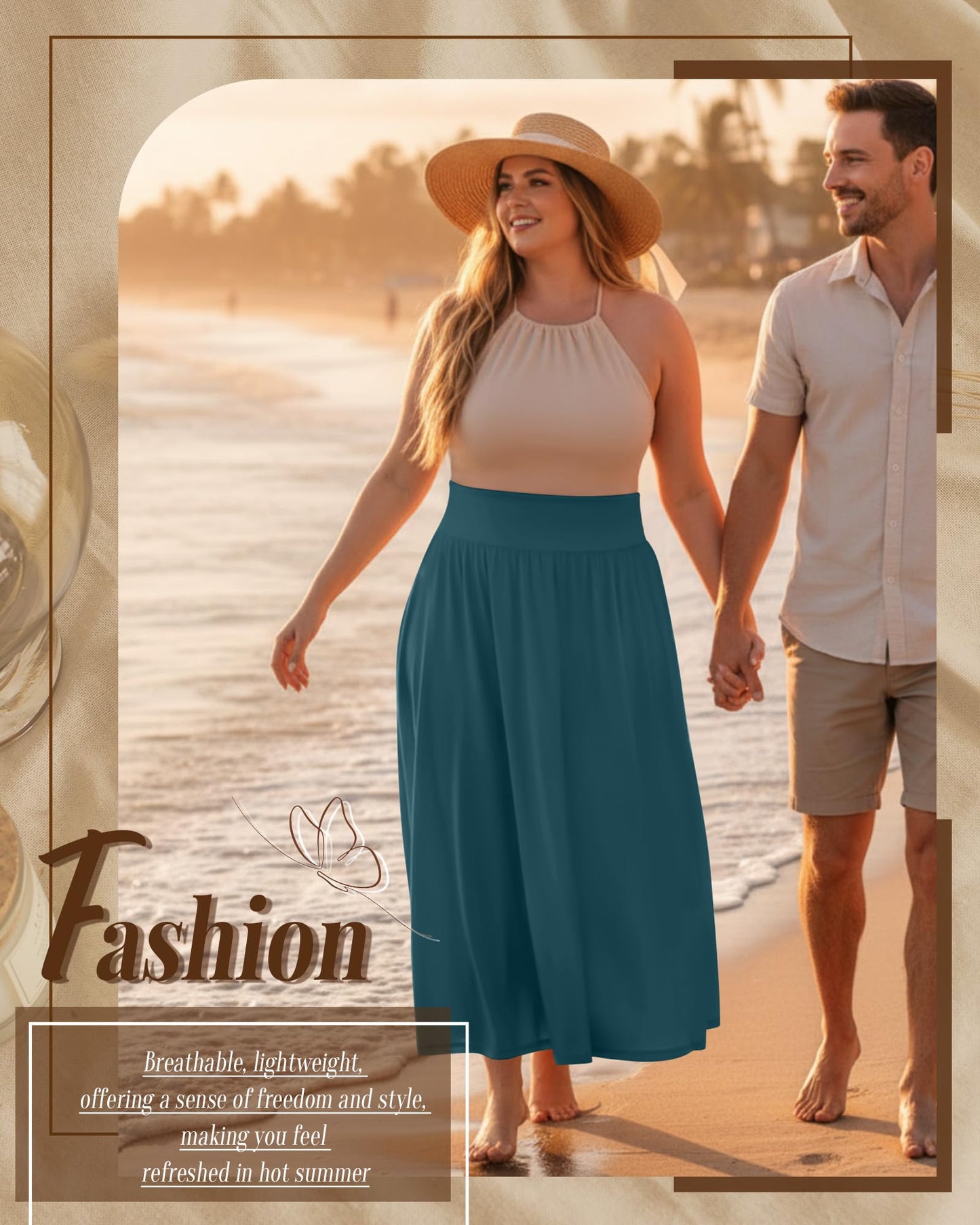 Plus Size Maxi Skirt for Curvy Women Pockets 2026 Ankle Length High Waisted Pleated Flowy a Line Summer Long Skirt