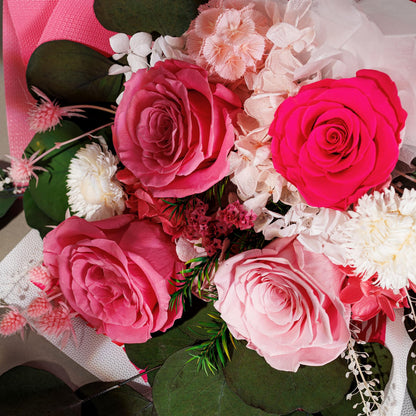 Perfectione Roses 4 Roses Mixed Bouquet for Mother's Day, Flowers for Delivery, Preserved Flowers Birthday Gift for Women Mom Wife Grandma Her, Dusty Rose