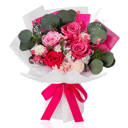 Perfectione Roses 4 Roses Mixed Bouquet for Mother's Day, Flowers for Delivery, Preserved Flowers Birthday Gift for Women Mom Wife Grandma Her, Dusty Rose