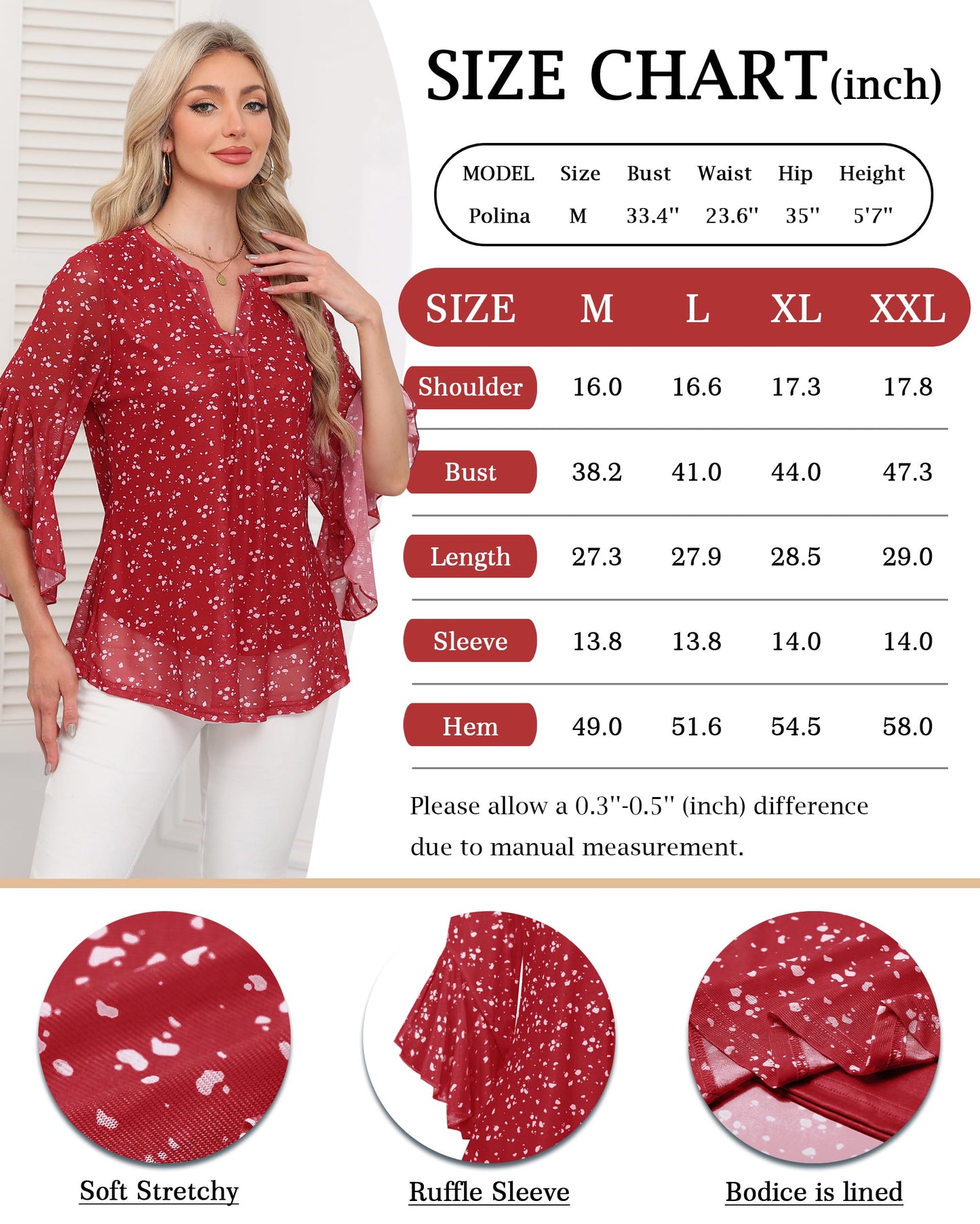 Ninedaily Womens Sparkly Tops 3/4 Sleeve Dressy Casual Sequin Blouses Double Layers Loose V Neck Shirt